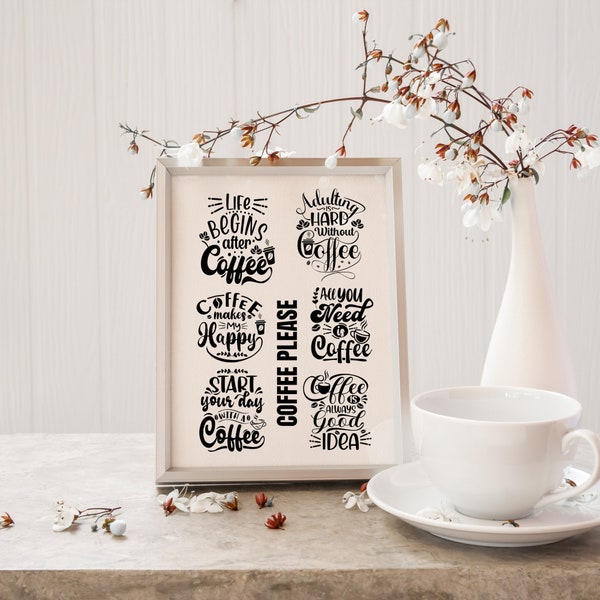 Coffee Lover Kitchen Graphics Instant PNG JPEG SVG digital download Printable Art downloadable Graphics Wall quote