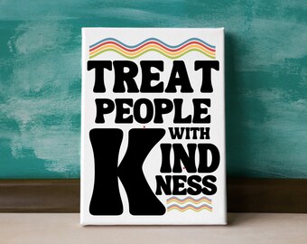 Treat People With Kindness Print | Rainbow Quote Art (Digital Download)