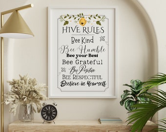 Hive Rules Bee Kind Honey Instant digital download Graphic PNG SVG JPEG *