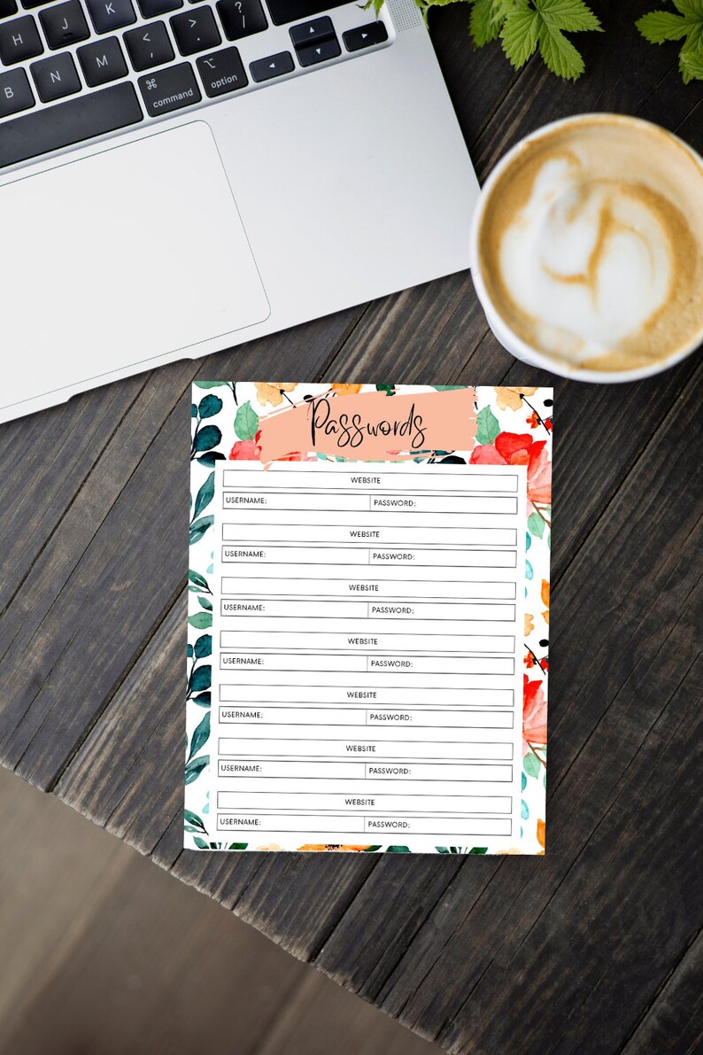 Password Tracker Printable | Family & Personal Password Organizer ...