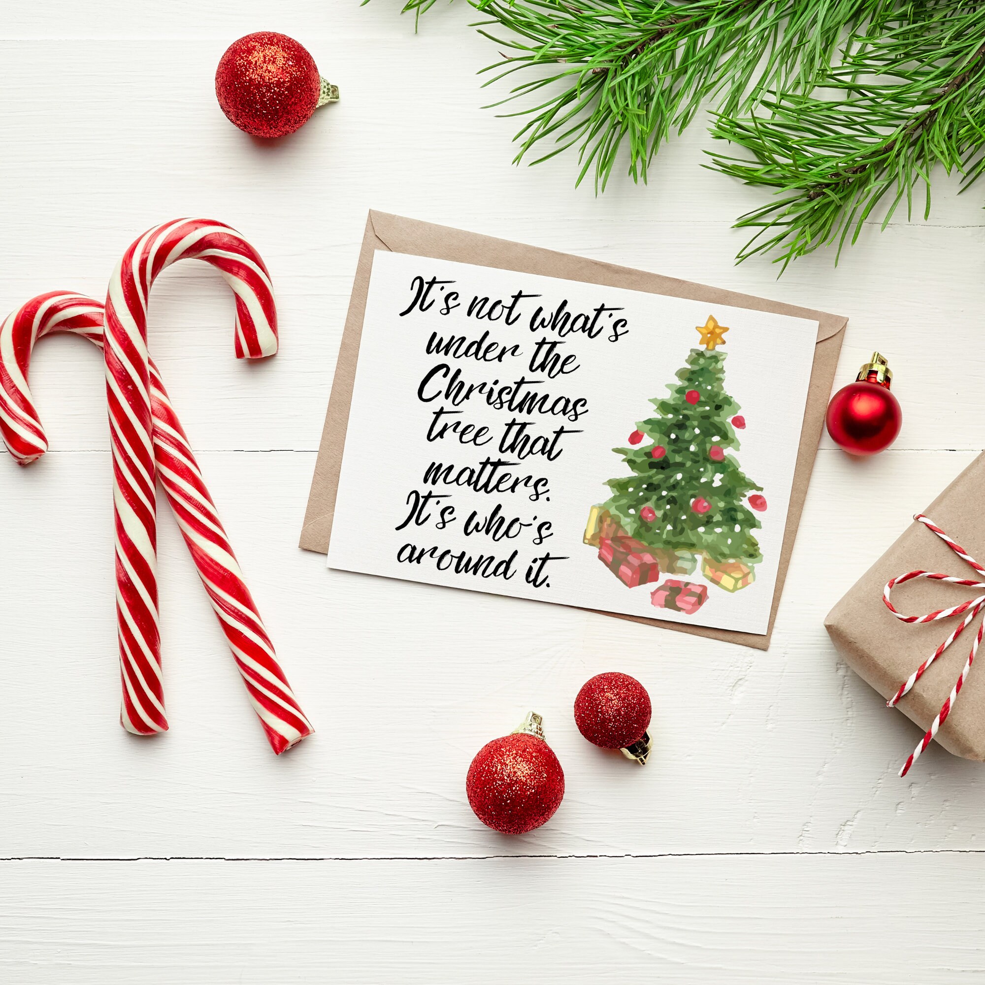 Carte de Noël de sapin de pin, carte vierge de sapin de Noël avec enveloppe  blanche, carte de note de vacances d'hiver de forêt du Colorado, cartes à  feuilles persistantes 
