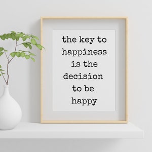 Cita sobre la clave de la felicidad - Imagen PNG JPEG digital - Decoración de pared - Cita tipográfica - Gráficos descargables - Arte mural imprimible