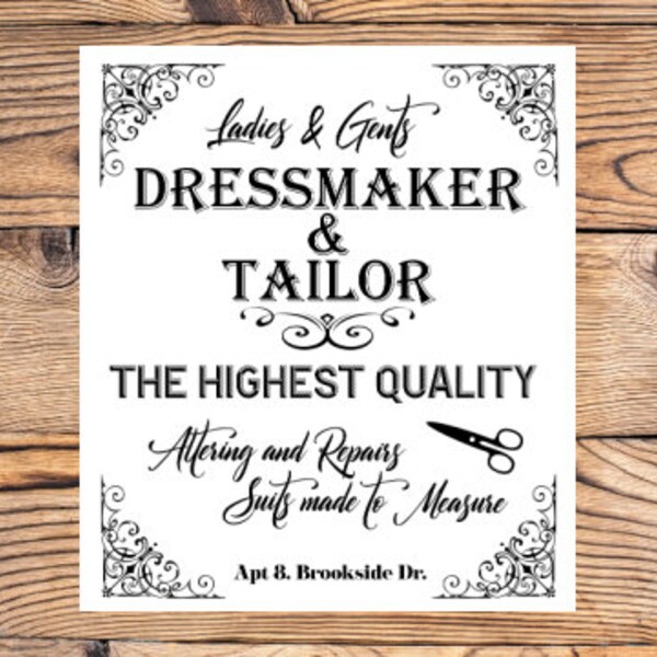 Dressmaker Vintage Antique Sewing Instant PNG JPEG digital download Printable Art downloadable Graphics Wall quote