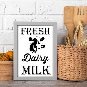 Lait frais cuisine produits laitiers ferme graphique Téléchargement numérique instantané PNG JPEG SVG