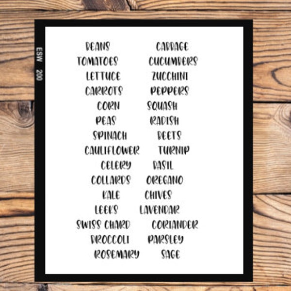 Garden vegetable herbs signs PNG JPEG digital download Printable Art downloadable Graphics Wall quote sign