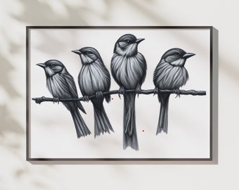 Birds on a Branch Instant Digital Download PNG SVG JPEG Graphic *