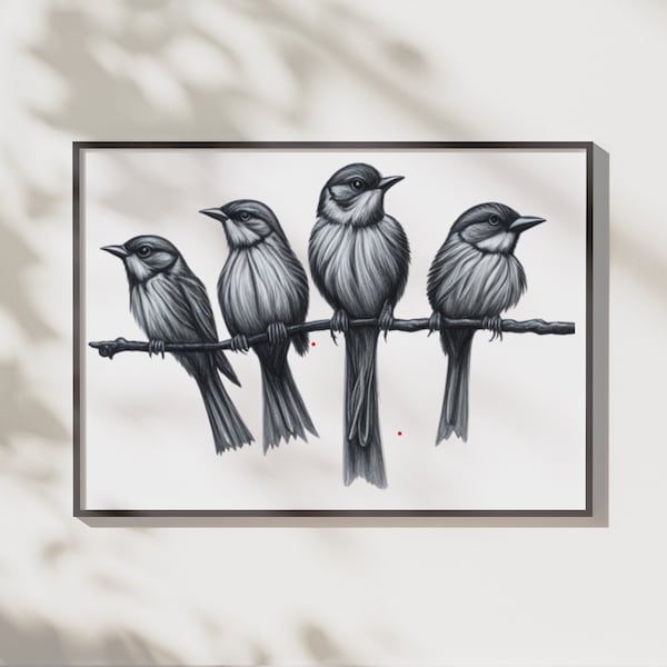 Birds on a Branch Instant Digital Download PNG SVG JPEG Graphic *