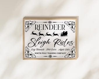 Christmas Reindeer Rides Farm | Vintage Holiday Printable Art | Instant Digital Download PNG JPEG SVG