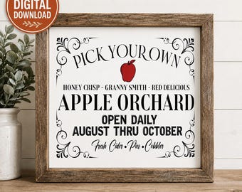 Apple Orchard Fall Harvest Printable | Farmhouse Autumn Wall Decor | Digital Download