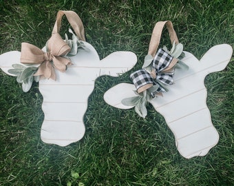 Wood Farmhouse Cow Door Hanger/Rustic Cow Head/Cow Head Sign/Wood Cow Door Hanger/Cow Door Hanger/Farmhouse Cow Head/Cow Sign