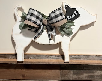 Rustic Wood Pig Door Hanger/Wood Door Hanger/Rustic Door Hanger/Farmhouse Decor