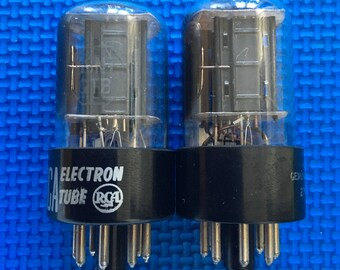 Matched Pair RCA 6SN7 6SN7GTB Vacuum Tubes Valves Black Plate Short Base Short Bottle