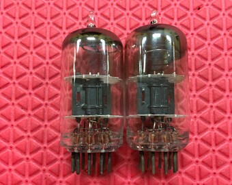 Matched Pair Tung-Sol 12AV7 Vacuum Tubes Valves Black Plate NOS-Testing