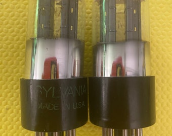 Matched Pair Sylvania 6SN7 6SN7GT Vacuum Tubes Valves NOS-Testing