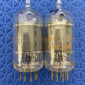 Matched Pair RCA Clear Top 12AU7 12AU7A ECC82 Vacuum Tubes Valves Steel Support Rods