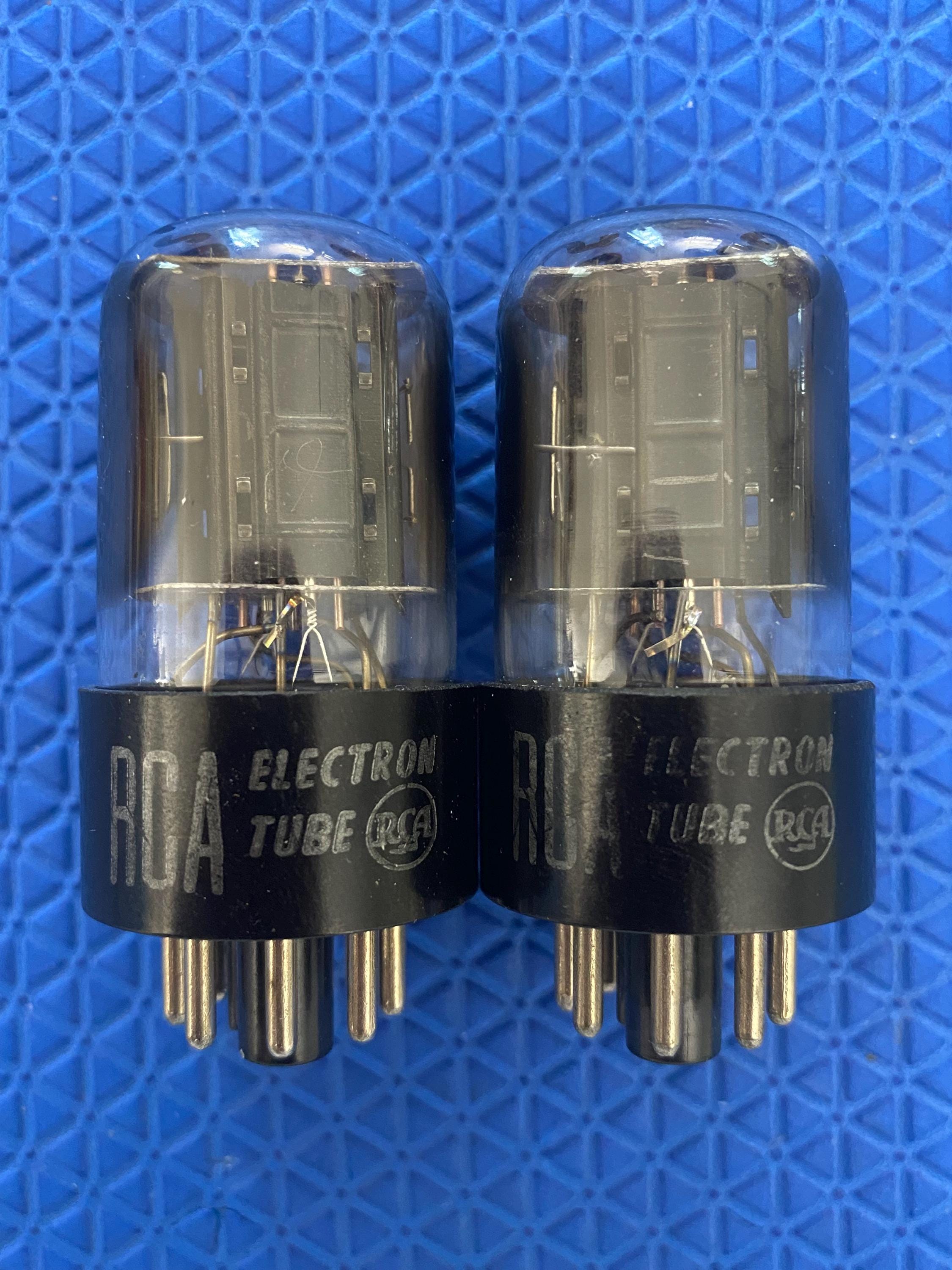 Matched Pair RCA 6SN7 6SN7GTA Black Plate Vacuum Tubes Valves