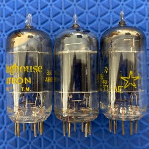 3 Westinghouse 12AU7 12AU7A ECC82 Black Plate Vacuum Tubes Valves Lot Of Three