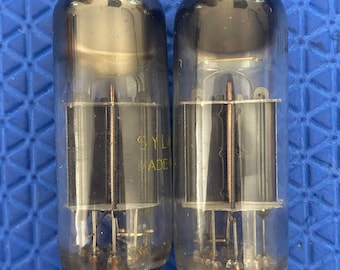 Matched Pair Sylvania 12B4 12B4A Vacuum Tubes Valves NOS-Testing