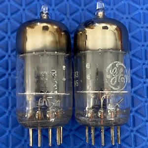 Matched Pair General Electric GE 12AU7 12AU7A ECC82 Vacuum Tubes Valves  Copper Support Rods