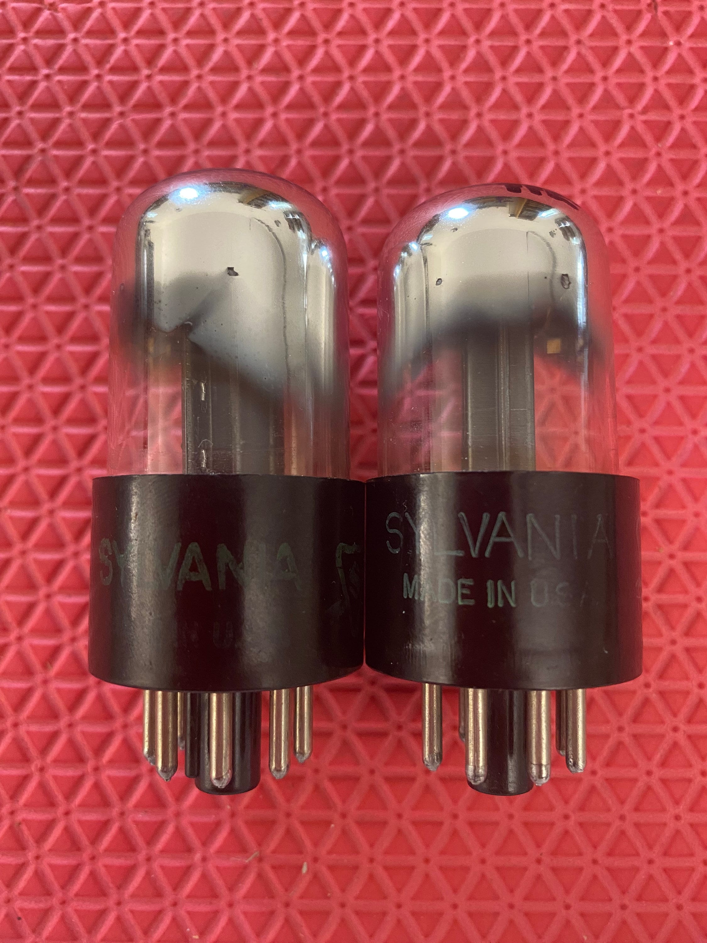 SYLVANIA 6sn7 plaques en T noires 3 trous chrome DOME PAIRE