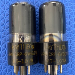 Matched Pair Raytheon JAN-CRP-6V6-GT VT107A 6V6 6V6GT Vacuum Tubes Valves Milspec Black Glass New-Testing