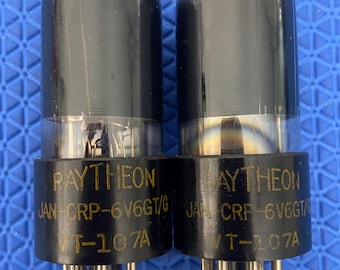 Matched Pair Raytheon JAN-CRP-6V6-GT VT107A 6V6 6V6GT Vacuum Tubes