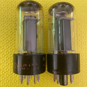 Matched Pair Sylvania 6V6 6V6GTA Silver Top Vacuum Tubes Valves