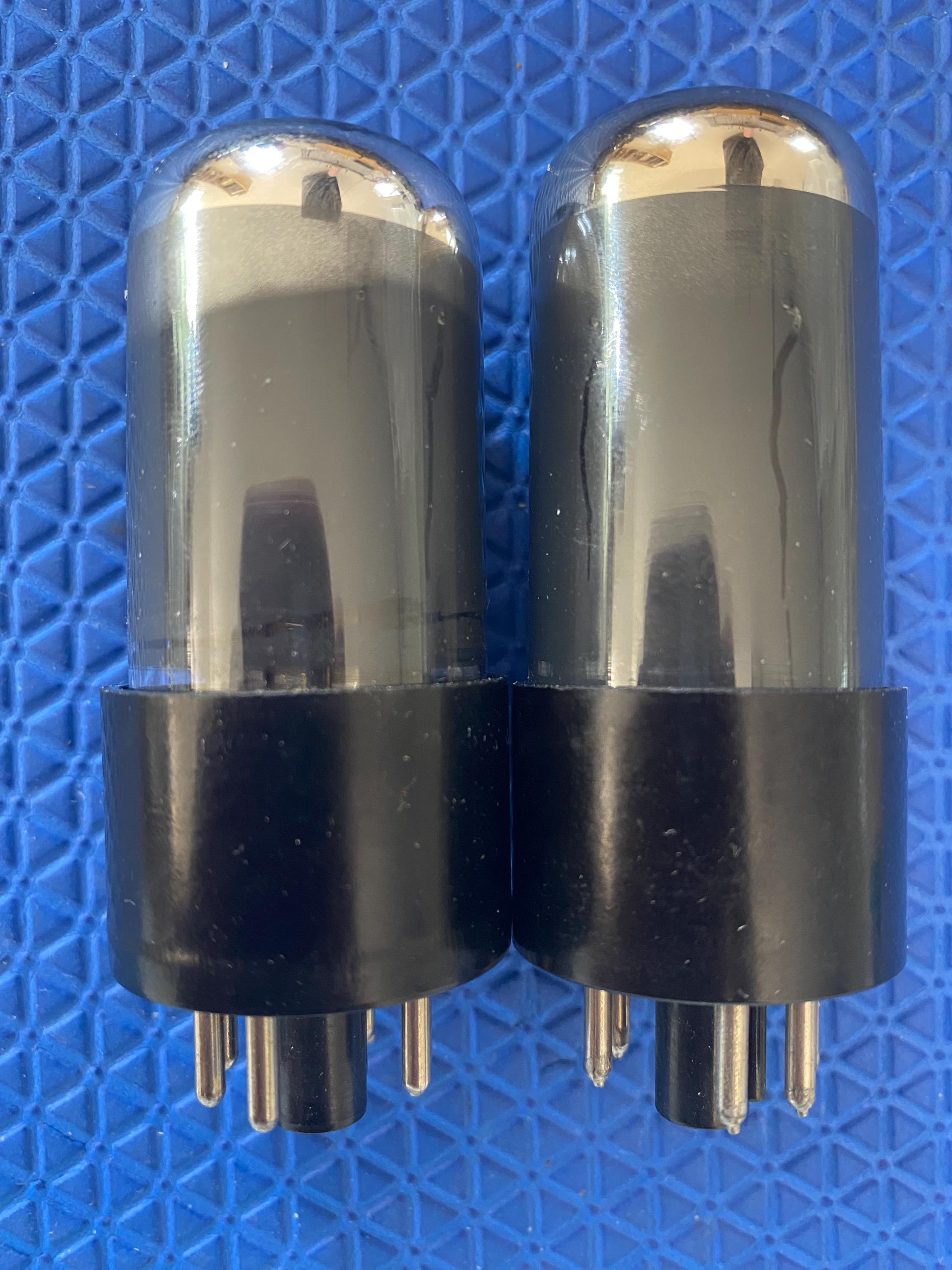 Matched Pair Sylvania 6V6 6V6GT Gray and Silver Bottle Silver Top