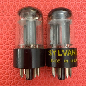 Matched Pair Sylvania 6SN7 6SN7GTB Vacuum Tubes Valves Black Wing Plate