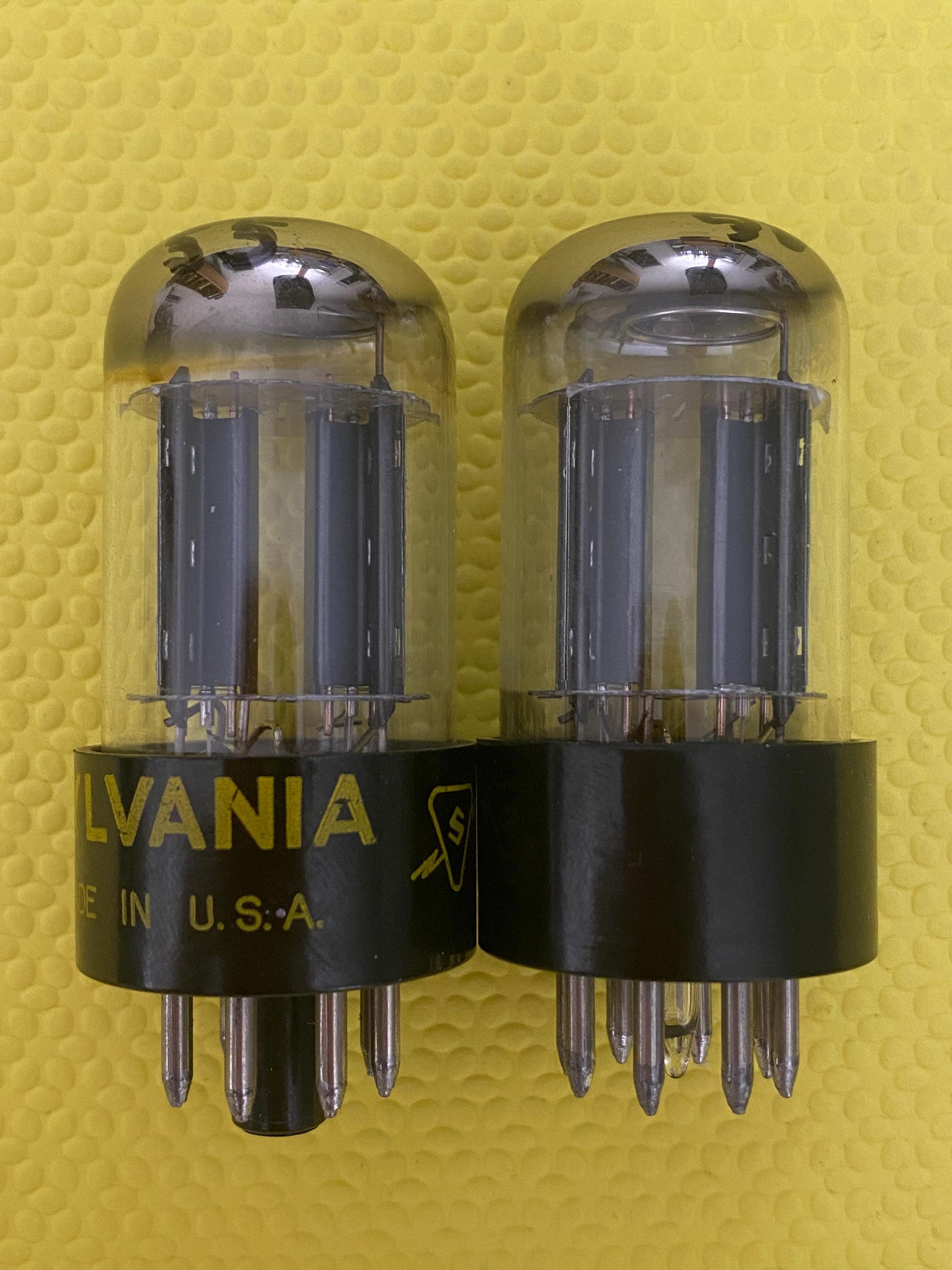 Matched Pair Sylvania 6SN7 6SN7GTB Vacuum Tubes Valves Black Wing