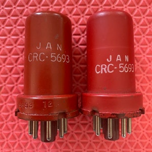 Matched Pair RCA 5693 JANCRC5693 6SJ7 Vacuum Tubes Valves Milspec Red Bottle NOS-Testing