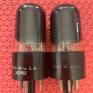 Matched Pair Tung-Sol 6V6 6V6GT Vacuum Tubes Valves Black Glass Solid Top
