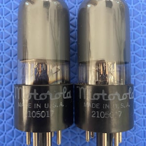 Matched Pair Motorola Hytron 6V6 6V6GT Vacuum Tubes Valves Gray Side And Top Glass NOS-Testing