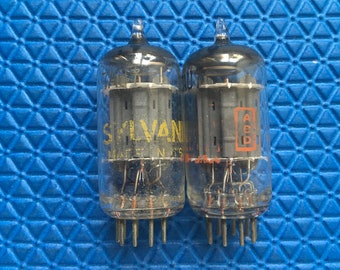 Matched Pair Sylvania 7AU7 Vacuum Tubes Valves NOS-Testing