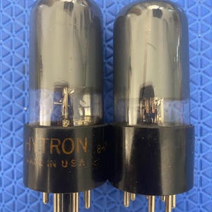 Matched Pair Hytron 6V6 6V6GT Vacuum Tubes Valves Black Glass