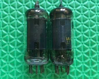 Matched Pair Westinghouse 6AU6 6AU6A Vacuum Tubes Valves Black Plate NOS-Testing