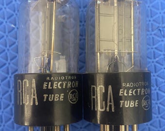 Matched Pair RCA 6X5 6X5GT Black Plate Vacuum Tube Rectifiers