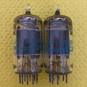 Matched Pair Philips ECG 6189 6189W JAN-6189W 12AU7 Vacuum Tubes Valves Milspec Industrial New In Box