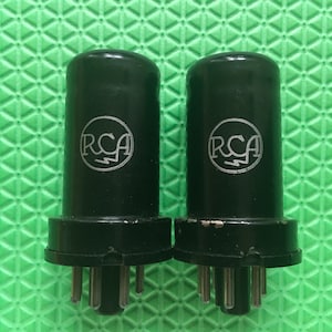 Par combinado RCA 6C5 Válvulas de válvulas de vácuo Logotipos grandes de almôndega