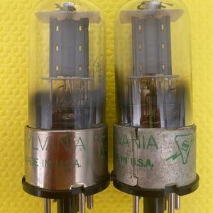 Matched Pair Sylvania 6J5 6J5GT Metal Base Vacuum Tubes Valves Nos