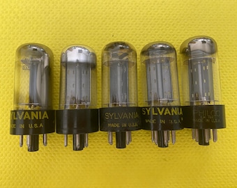 5 Sylvania 6AX4 6AX4GT Vacuum Tubes Lot Of Five