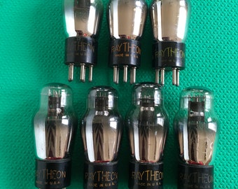 7 Raytheon Number Type 27 #27 Vacuum Tubes Valves Lot Of Seven