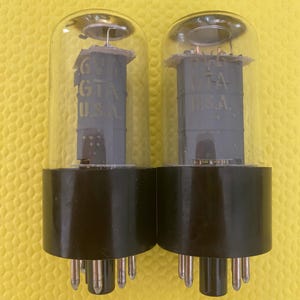 Matched Pair General Electric GE 6V6 6V6GTA Vacuum Tubes Valves Clear Glass
