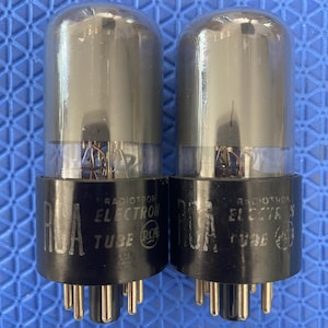 Matched Pair RCA 6SN7 6SN7GT Vacuum Tubes Valves Gray Glass