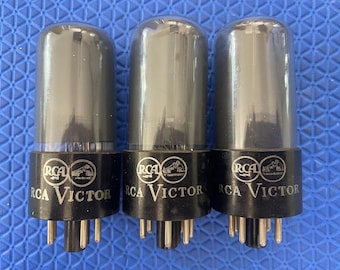 3 RCA 12AU7 12AU7A ECC82 Black Plate Vacuum Tubes Lot Of Three