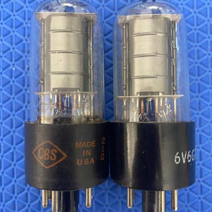 Matched Pair CBS-Hytron 6V6 6V6GT Black Plate Clear Bottle Copper Support Rods Vacuum Tubes Valves