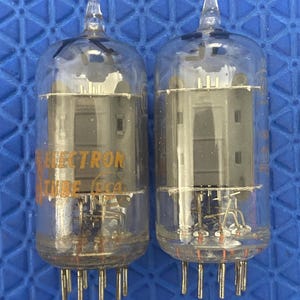 Matched Pair RCA Clear Top 12AU7 12AU7A Vacuum Tubes Valves Steel Support Rods