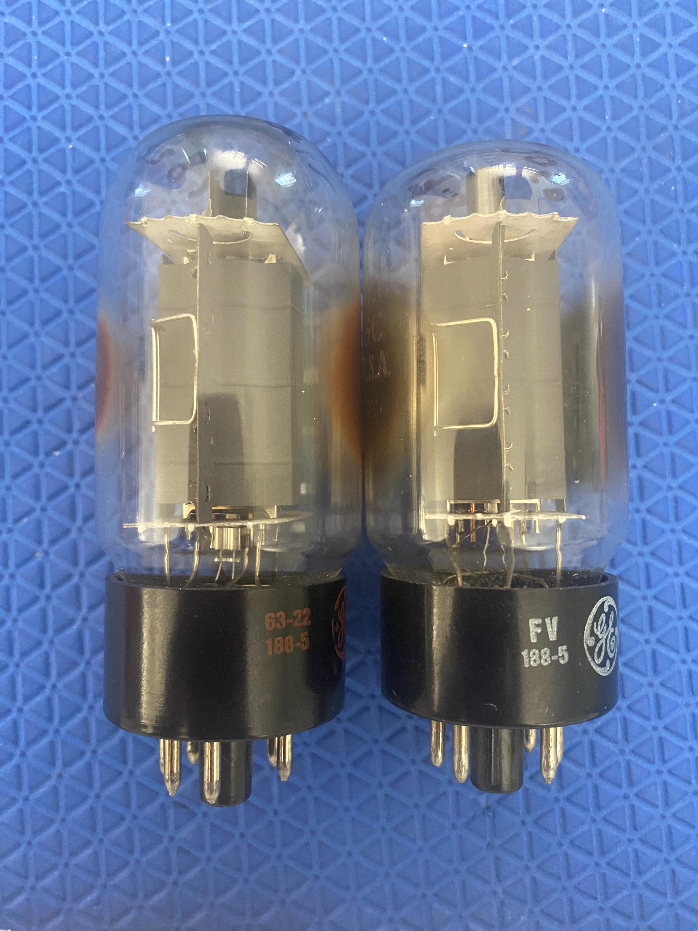 Matched Pair General Electric GE 6L6 6L6GC Vacuum Tubes