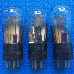 Three 3 RCA Type 27 227 UY227 Vacuum Tubes Valves Mesh Plate Globe Balloon Style #27 #227 Lot Of Three