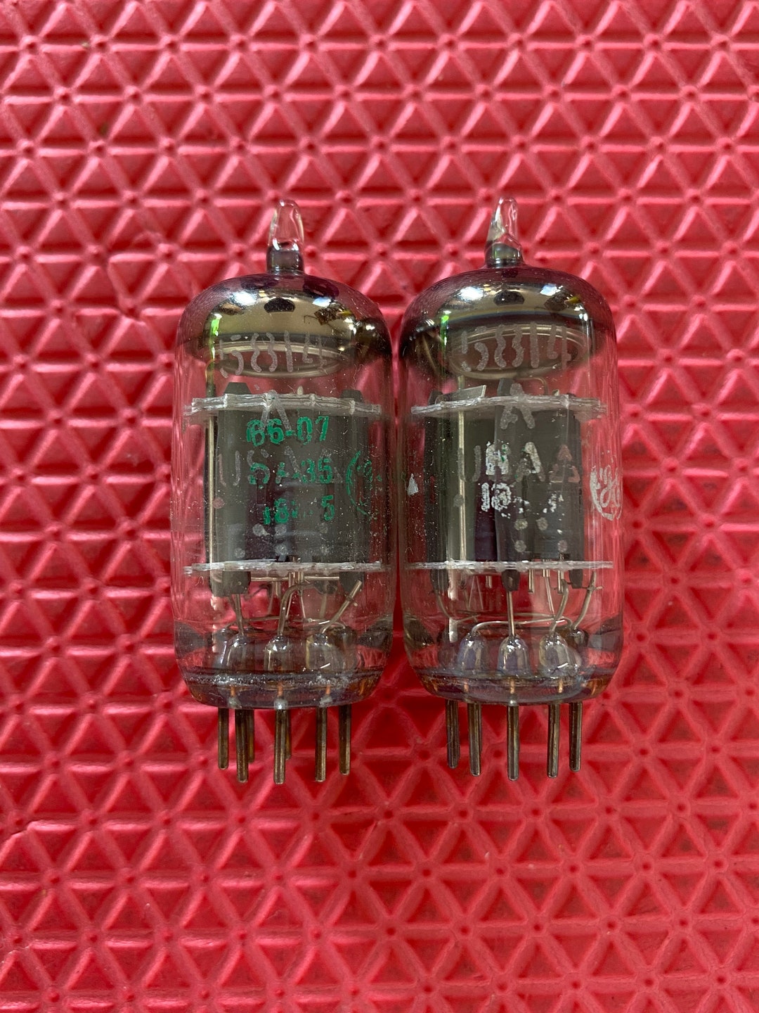 Matched Pair General Electric GE 5814 5814A 12AU7 12AU7A Vacuum Tubes ...
